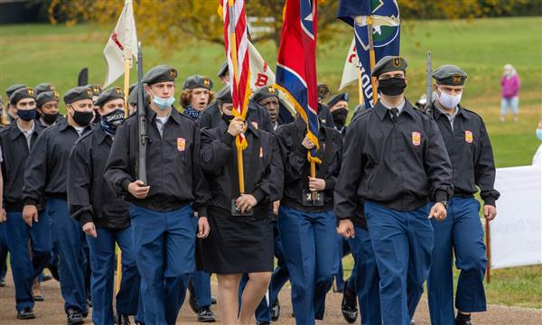 JROTC marches down road